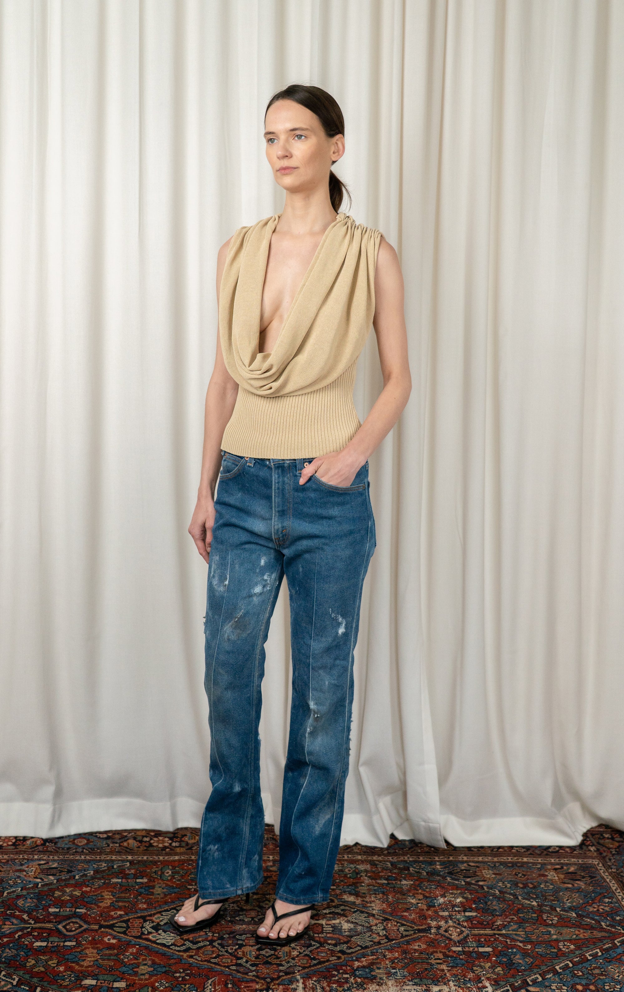 Parchment Meeka Cowl Neck Tank