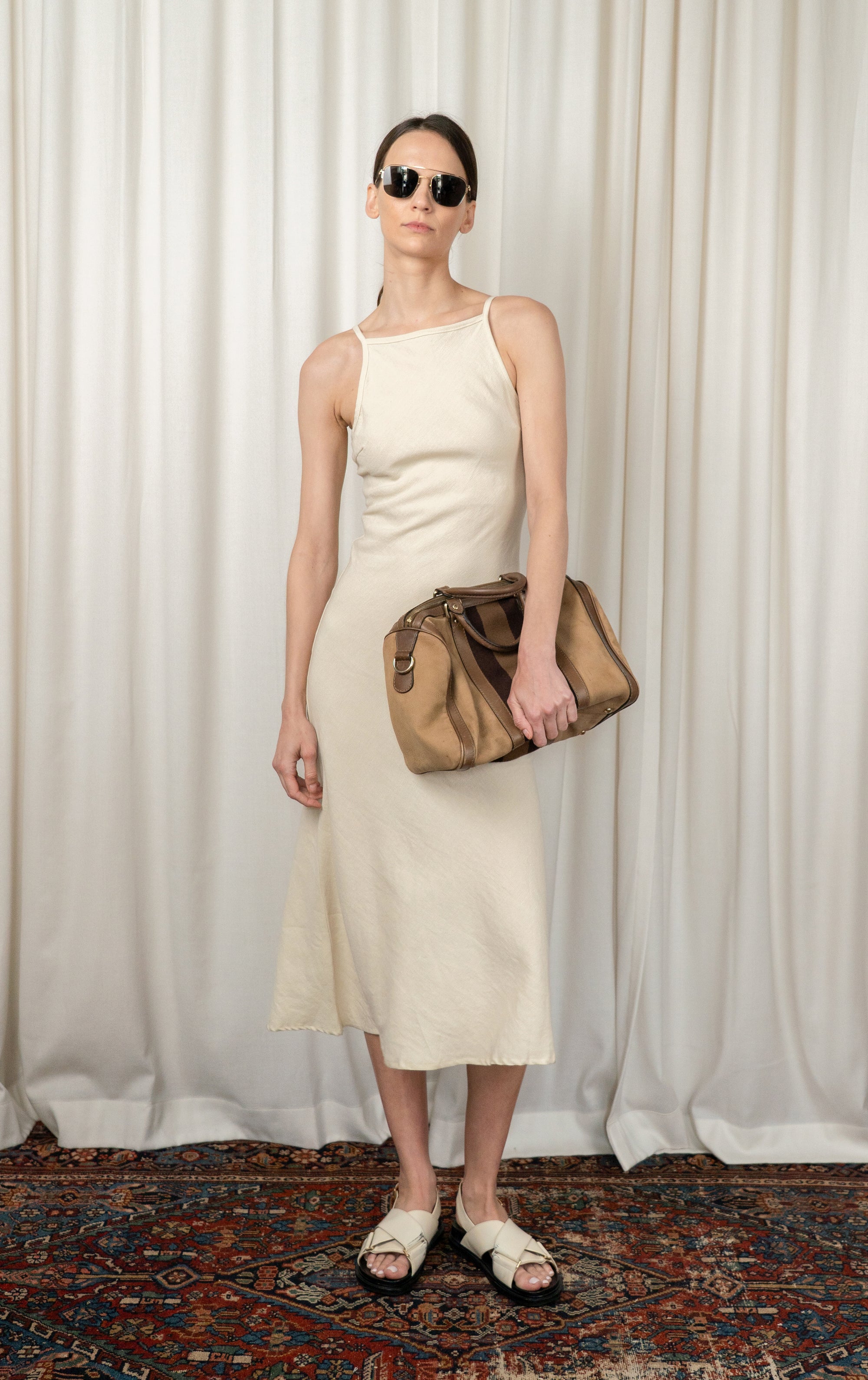 Off White Gisele Bias Cut Midi Dress