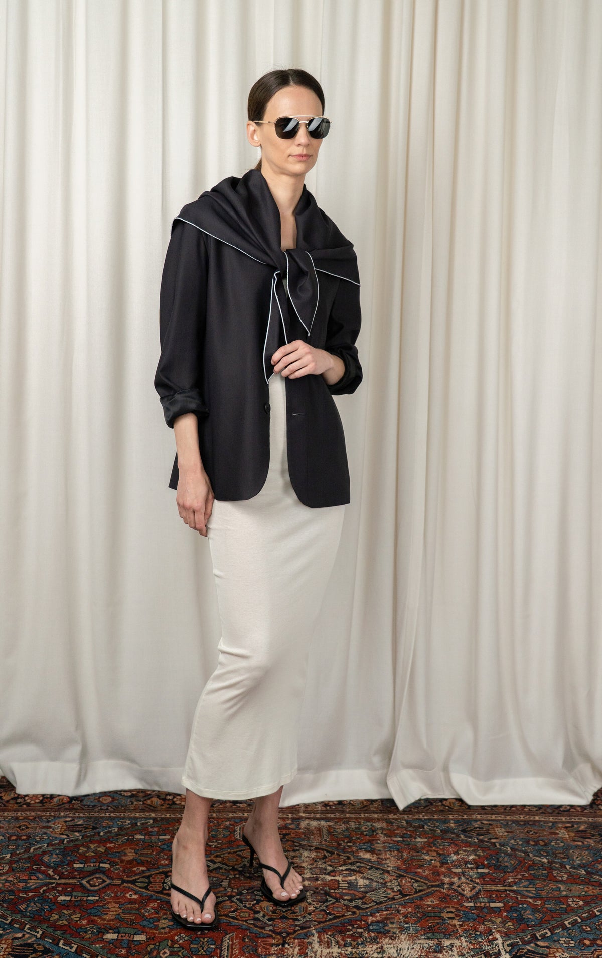 Washed Black Jamie Scarf Blazer