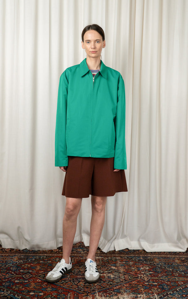 Green Straight Zip-up Jacket