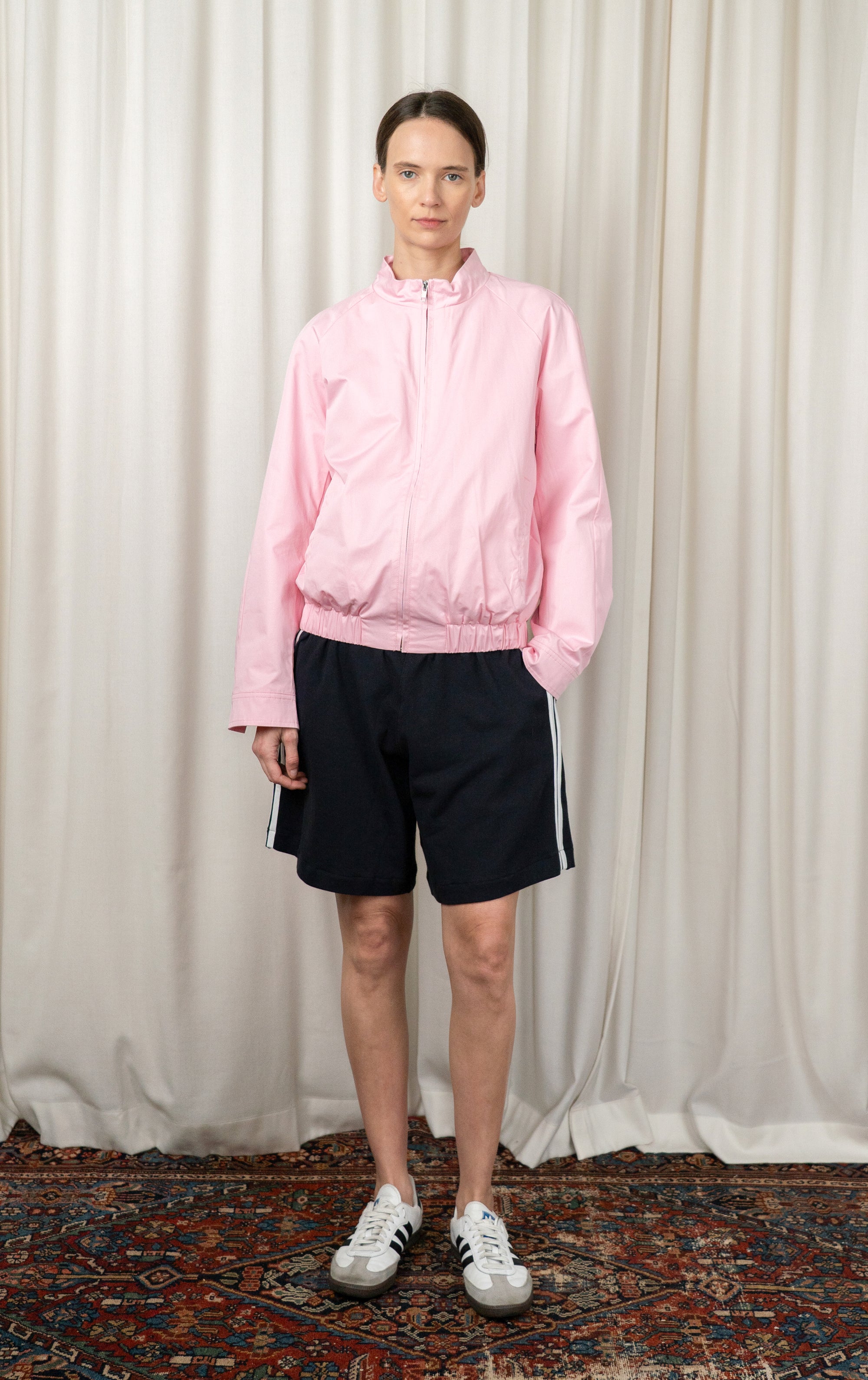 Pink Cropped Jacket With Back Flap