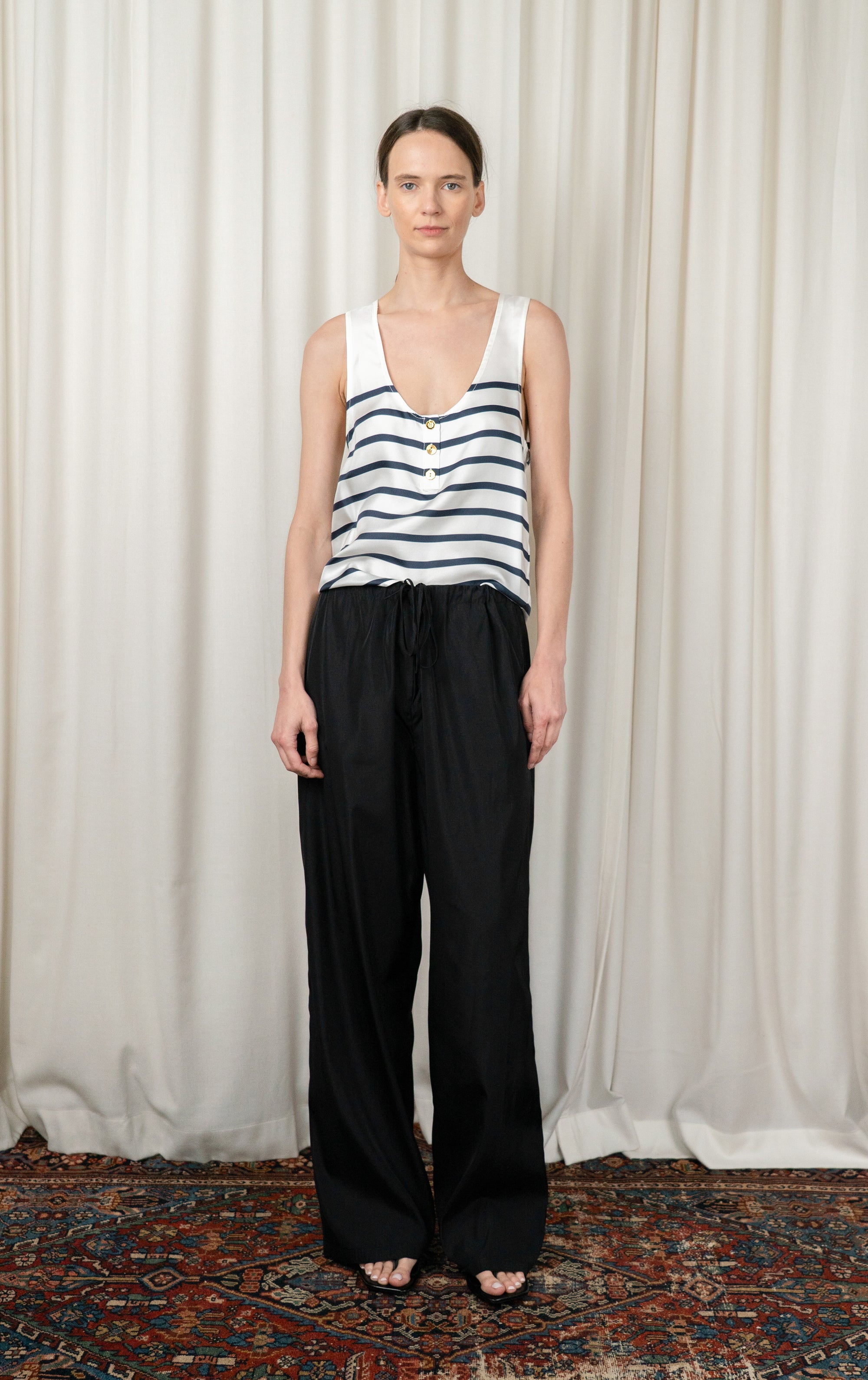 Navy Stripe Poppy Tank