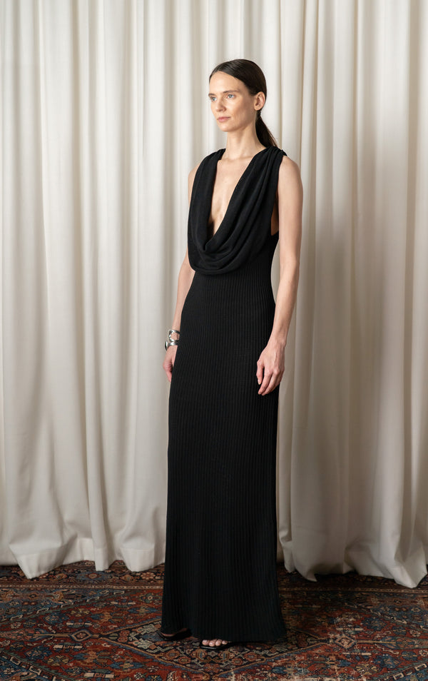 Black Manon Cowl Neck Dress