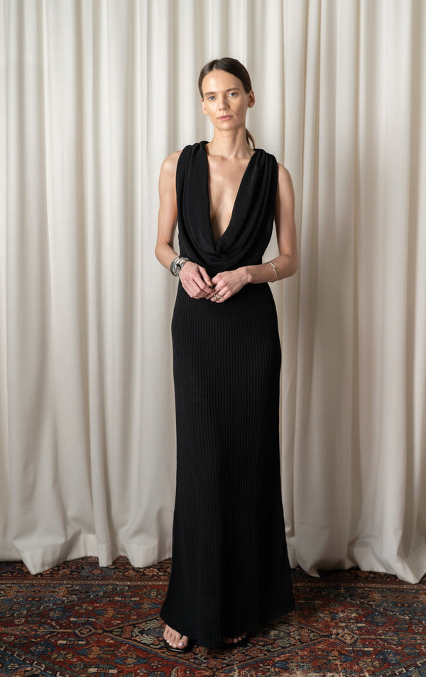 Black Manon Cowl Neck Dress
