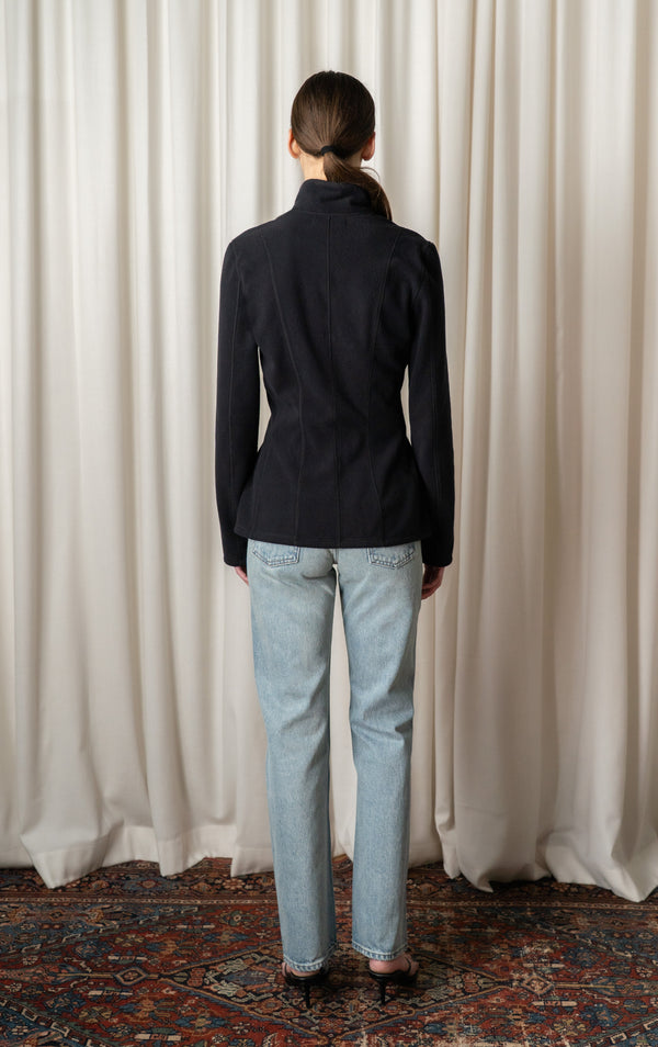 Black Shaped Fleece Jacket