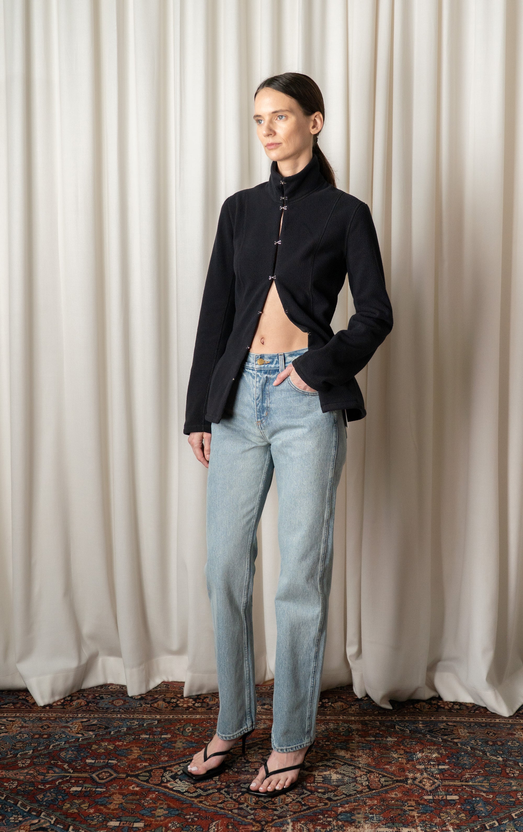 Black Shaped Fleece Jacket