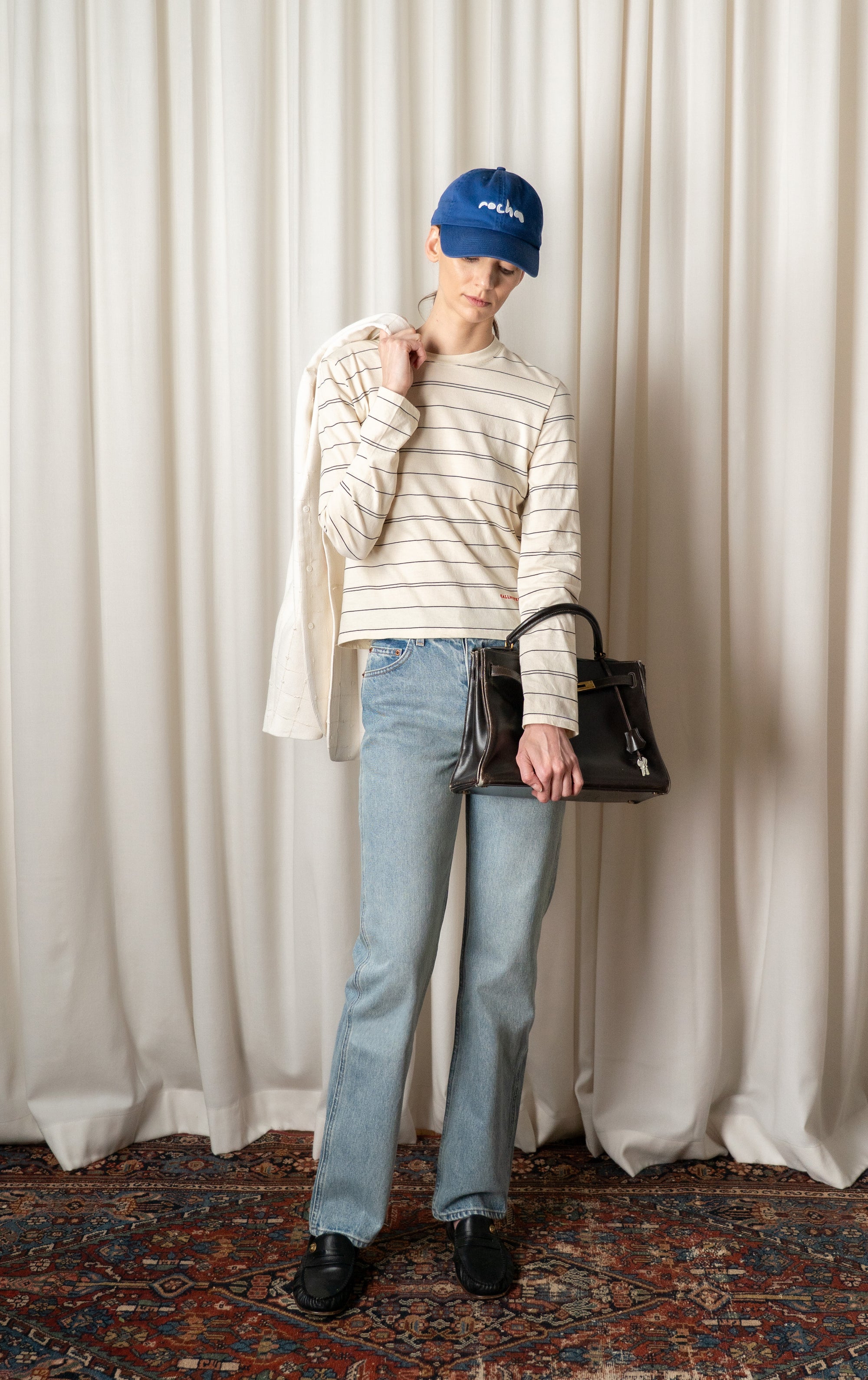 Vanilla/Black Wynn Long Sleeve T Shirt