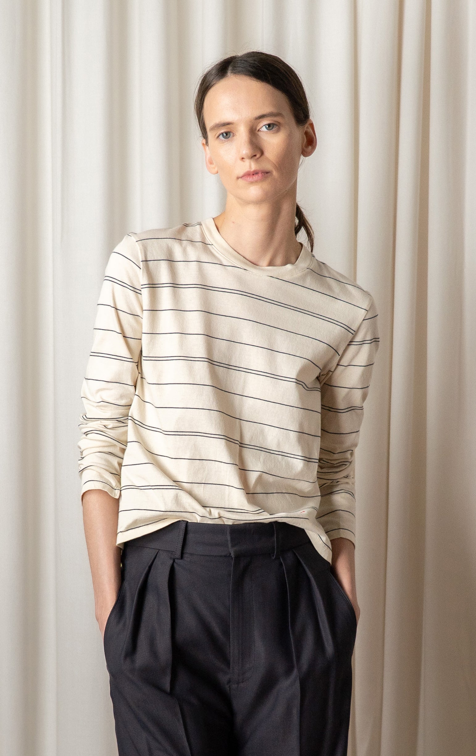 Vanilla/Black Wynn Long Sleeve T Shirt