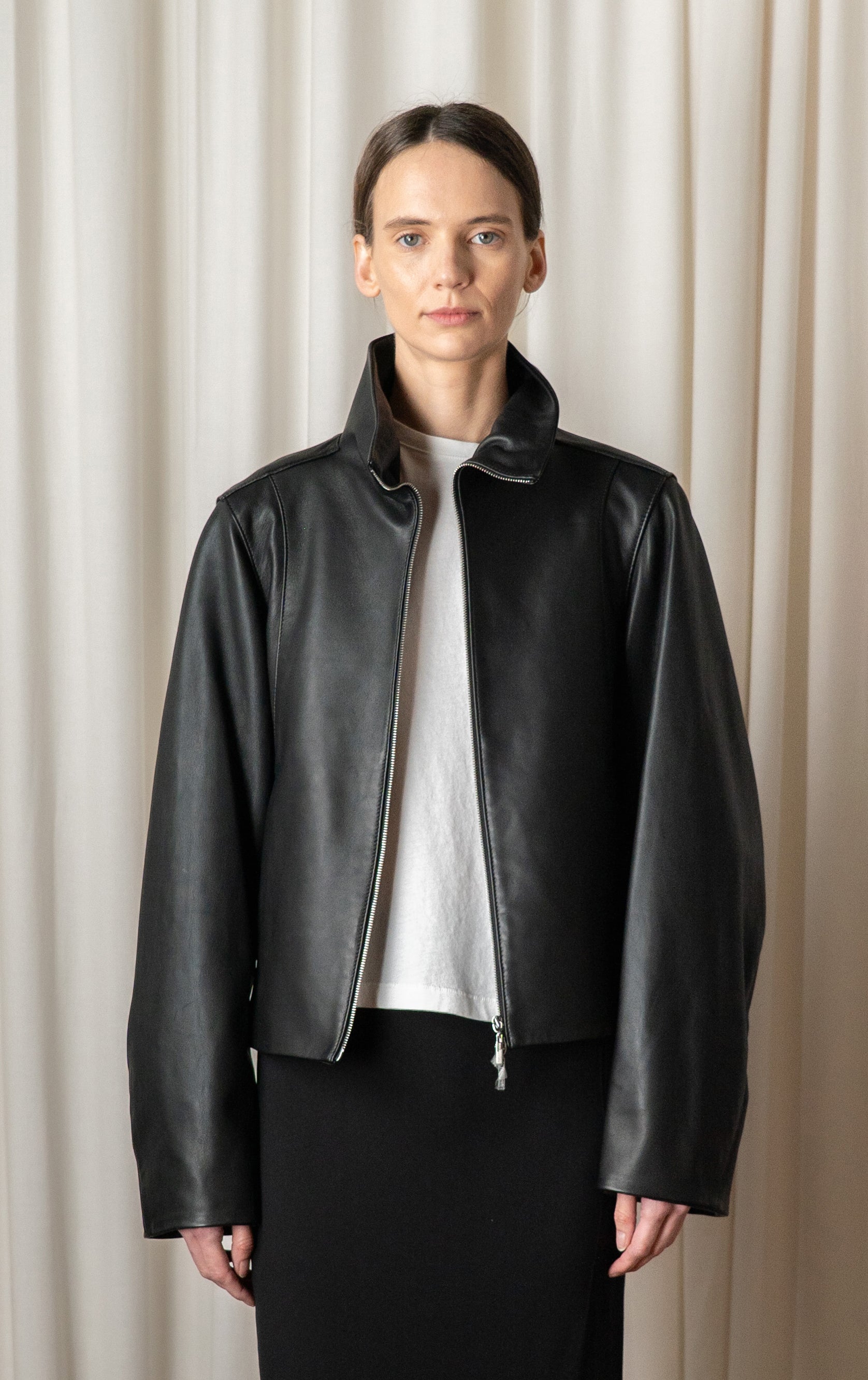 Black Liam Leather Bomber