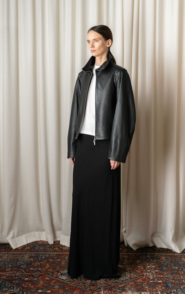 Black Liam Leather Bomber