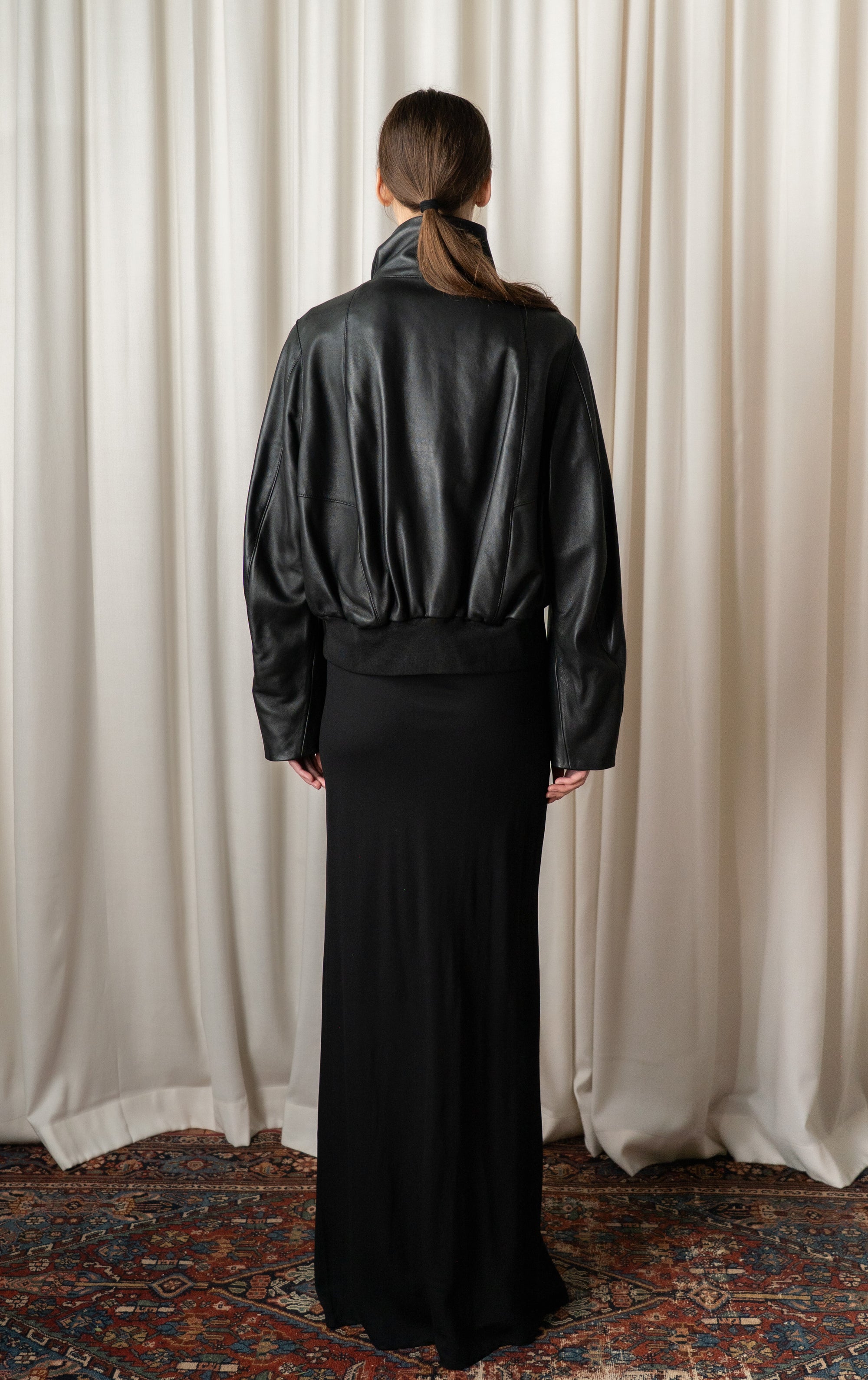 Black Liam Leather Bomber