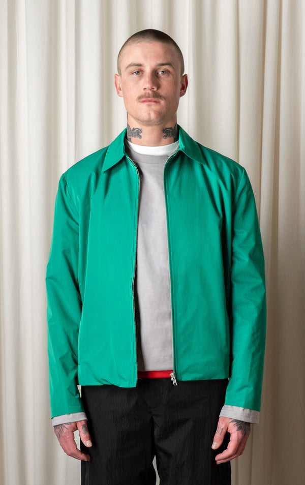 Green Straight Zip-up Jacket