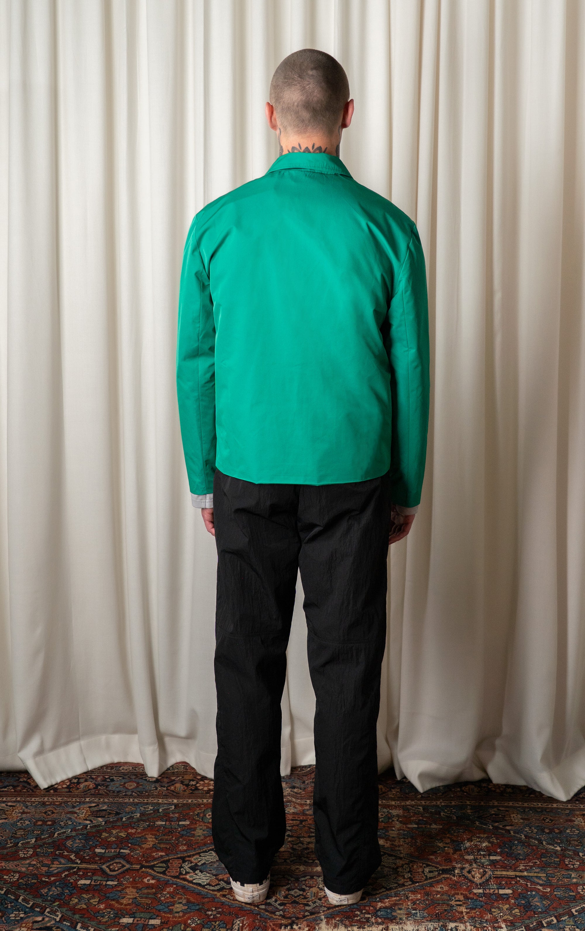 Green Straight Zip-up Jacket