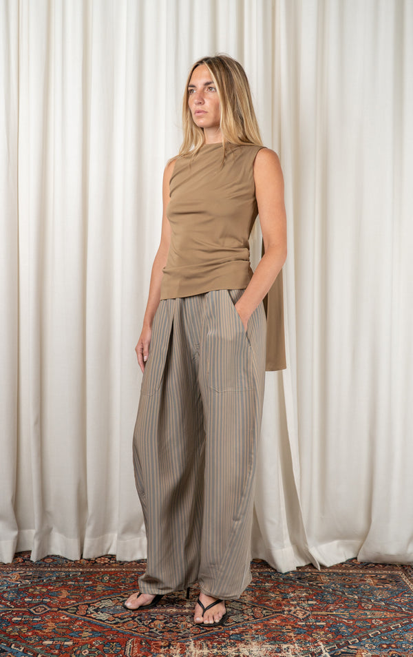 Beige Striped Clemence Pant