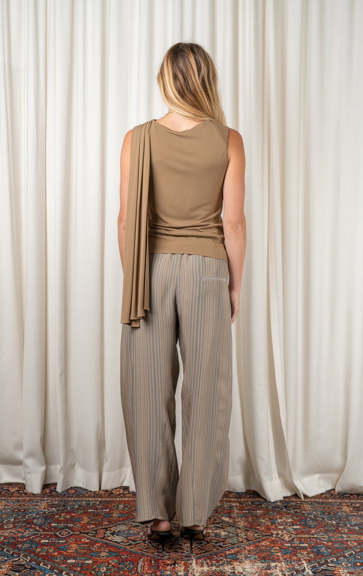 Beige Striped Clemence Pant
