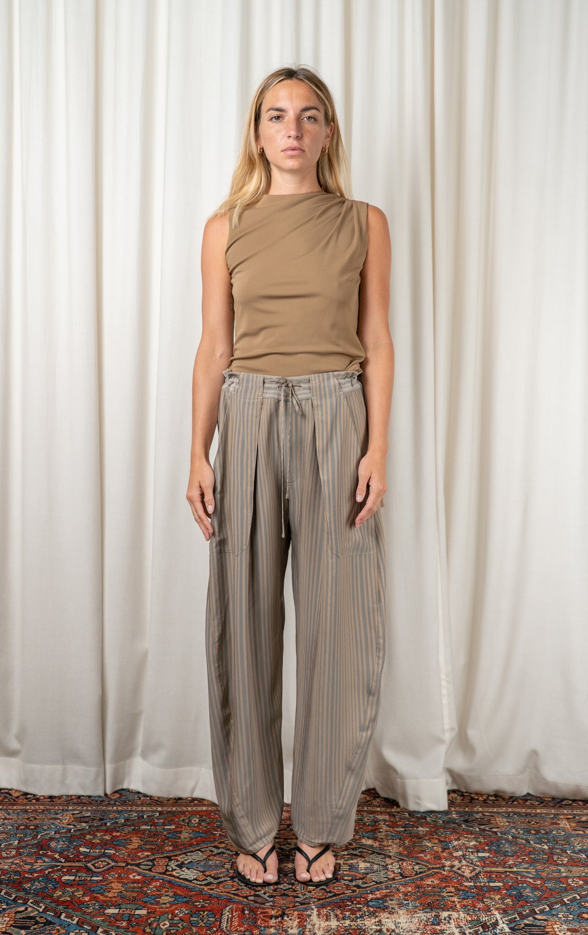 Beige Striped Clemence Pant