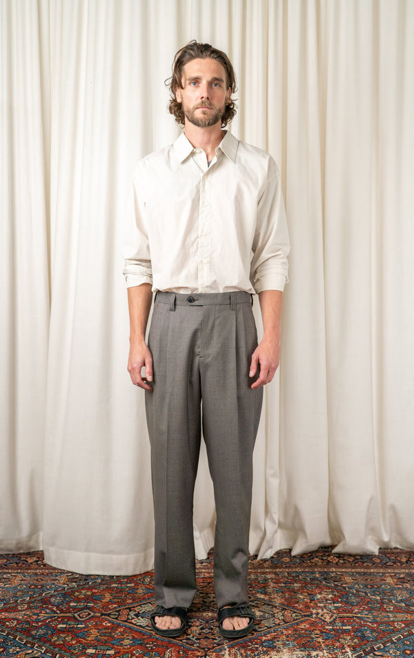 Light Taupe Wool Classic Trousers