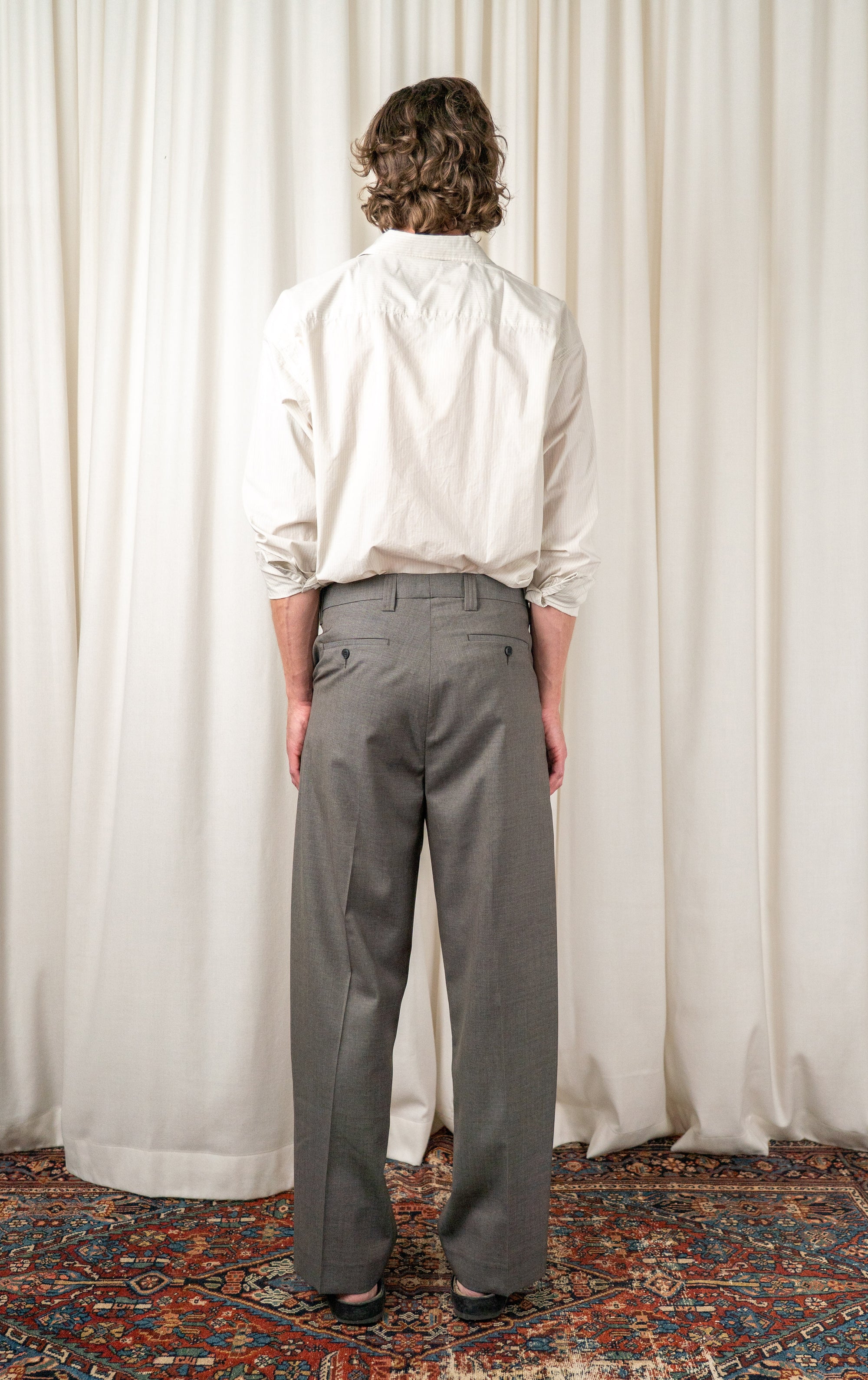 Light Taupe Wool Classic Trousers