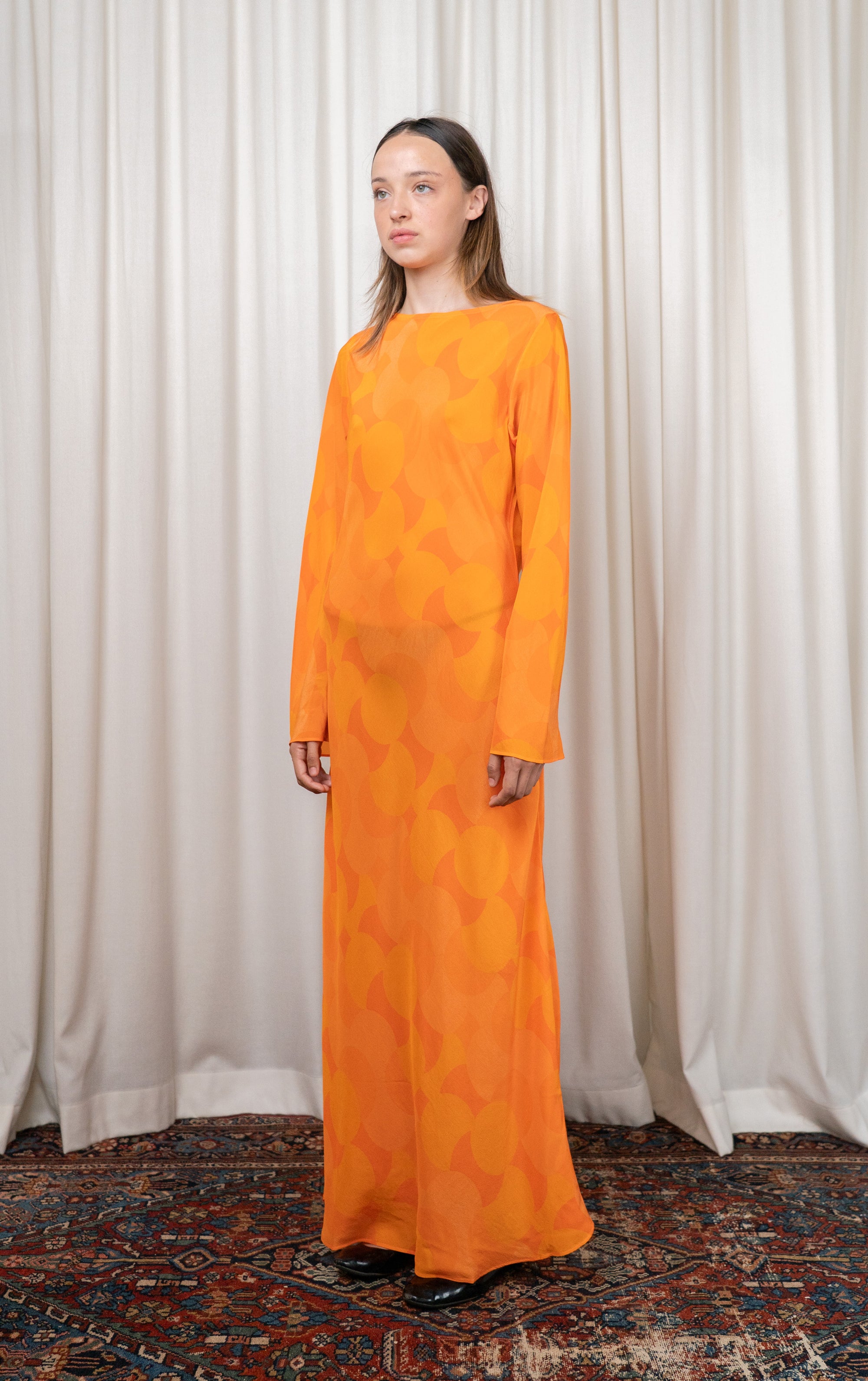 Orange Silk Bias Cut Dress
