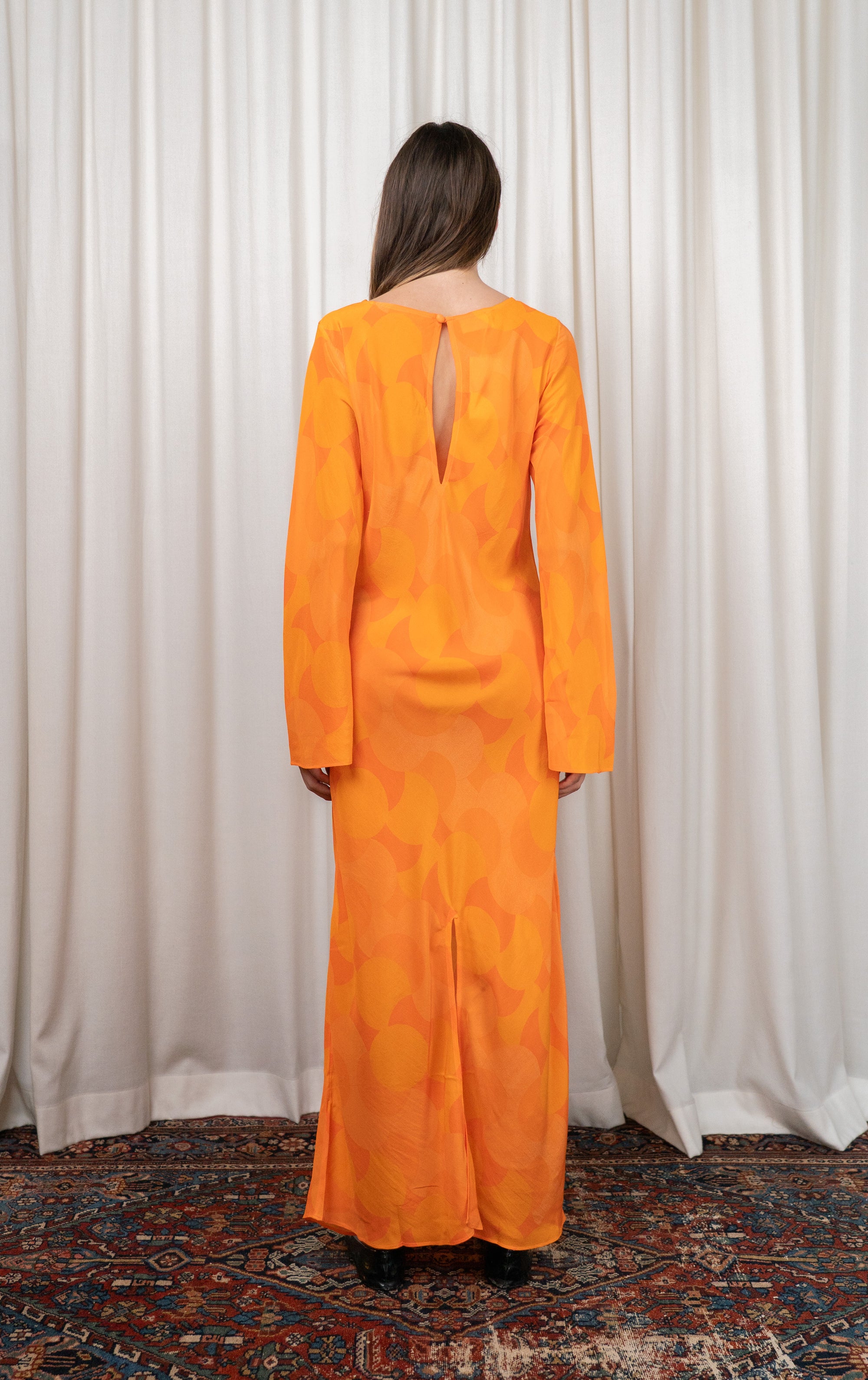 Orange Silk Bias Cut Dress