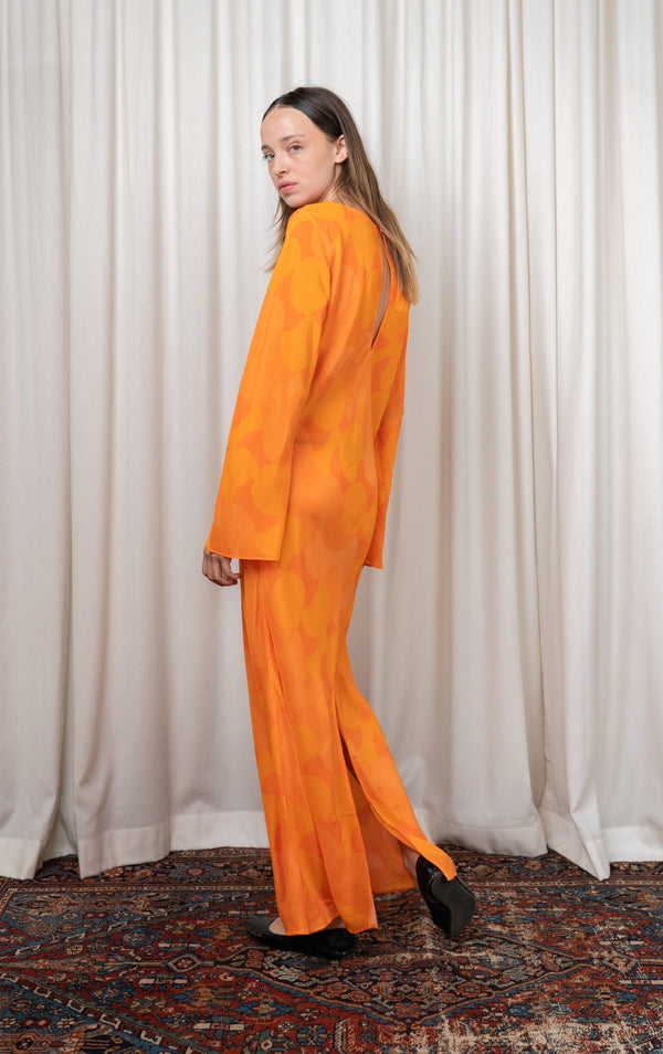 Orange Silk Bias Cut Dress