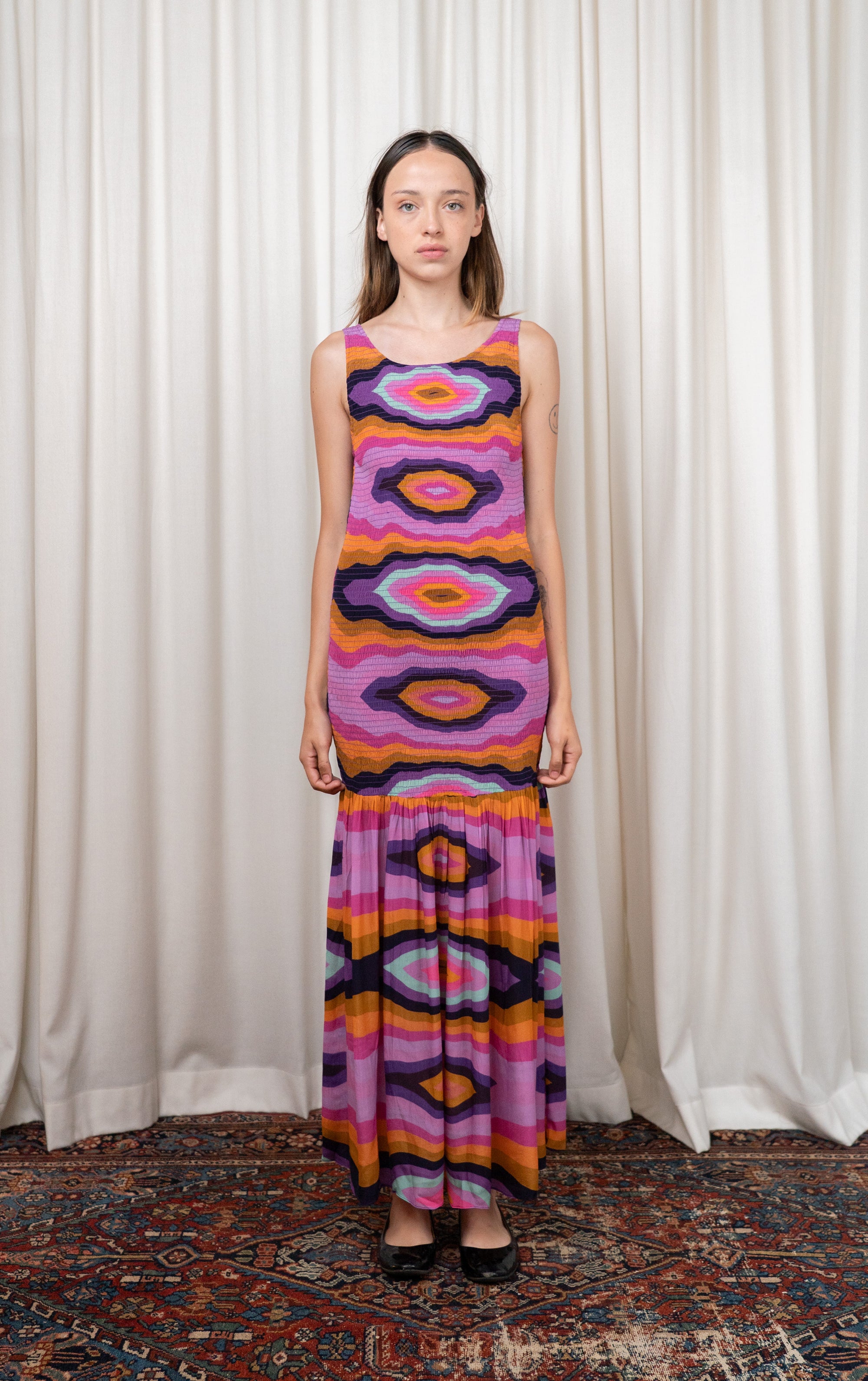 Pink Silk Ruched Dress
