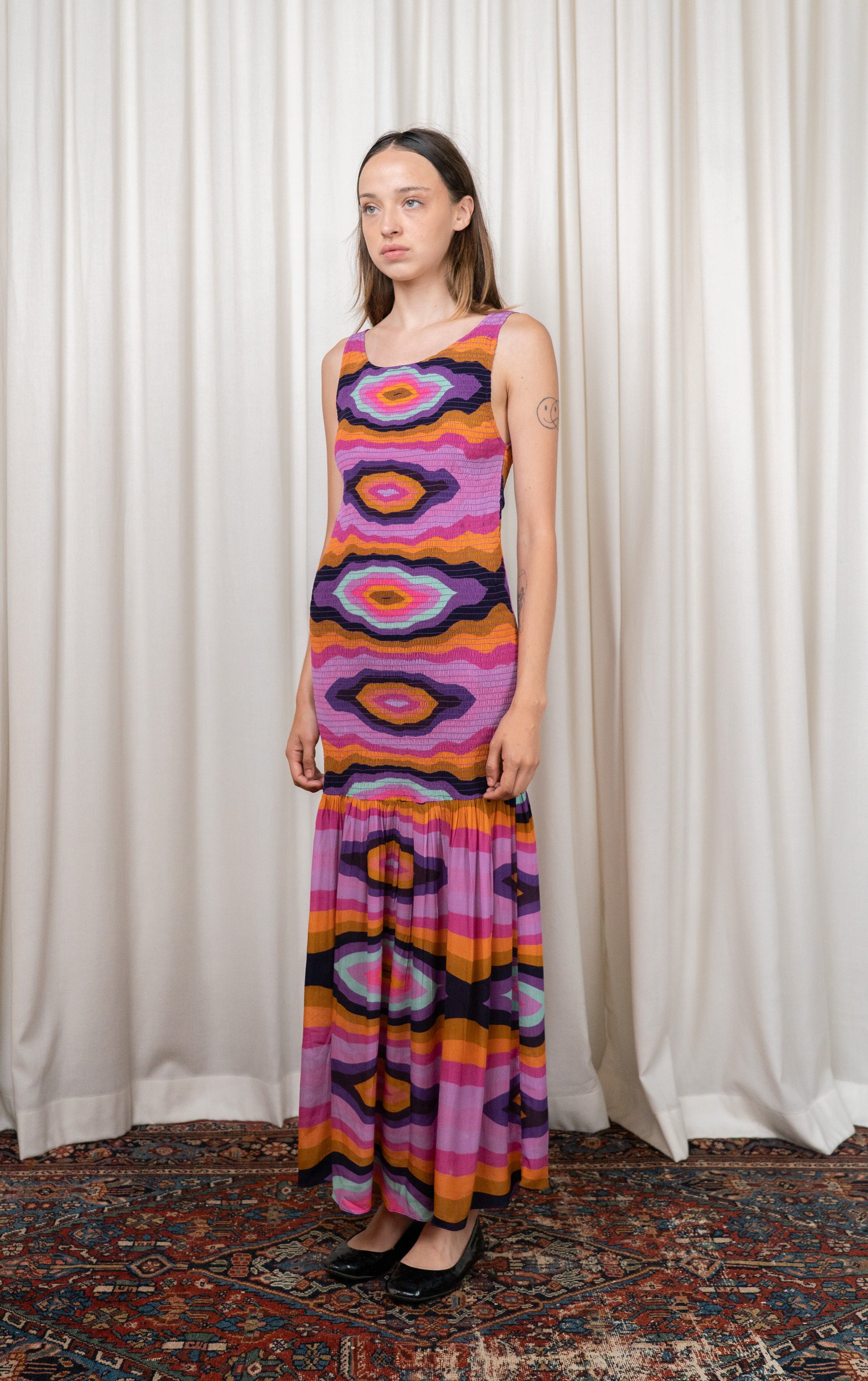Pink Silk Ruched Dress