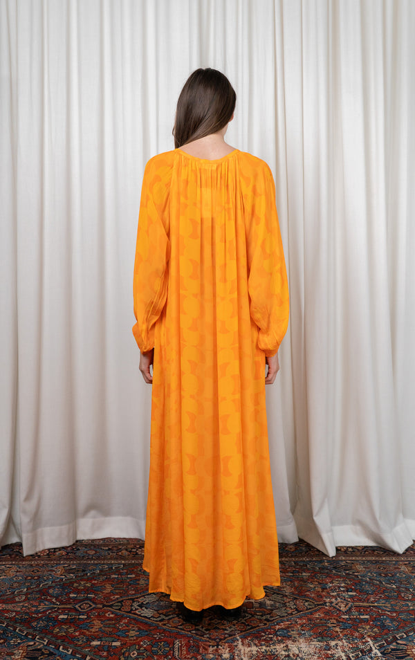 Orange Balloon Sleeved Dress