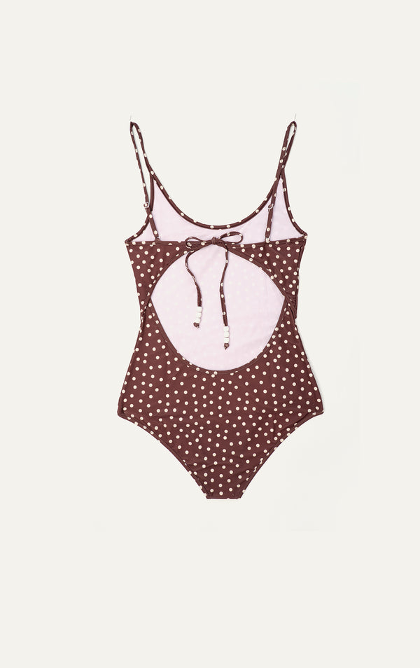 Brown Polka Dot Saona Swimsuit