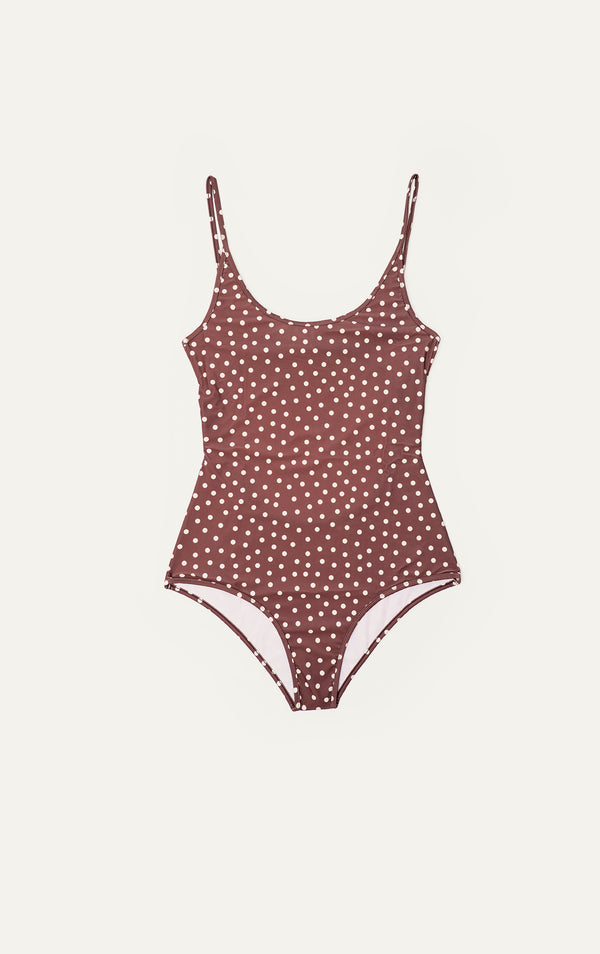 Brown Polka Dot Saona Swimsuit