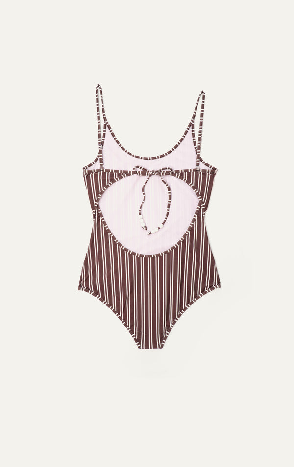 Brown Striped Saona Swimsuit