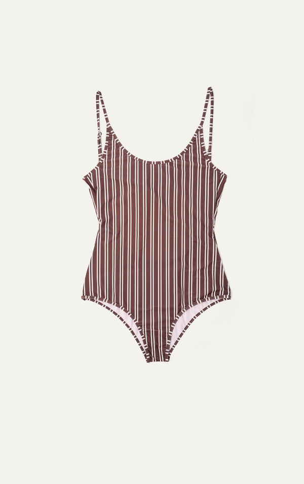 Brown Striped Saona Swimsuit