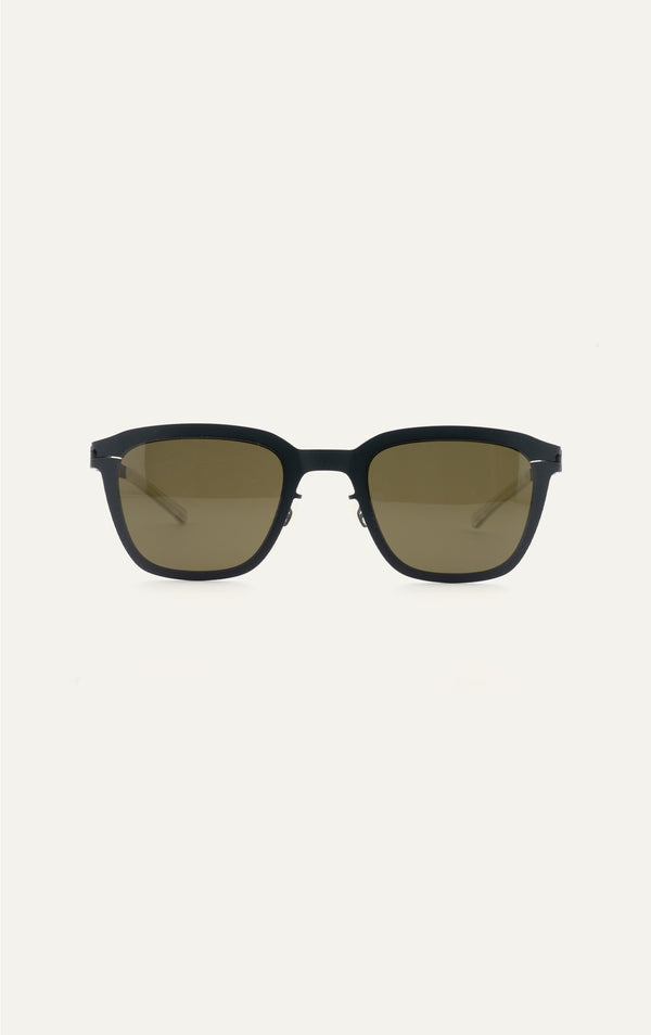 Mykita Avery sunglasses in grey titanium with green lenses