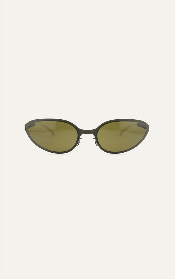 Mykita Bear sunglasses in green titanium with black lenses