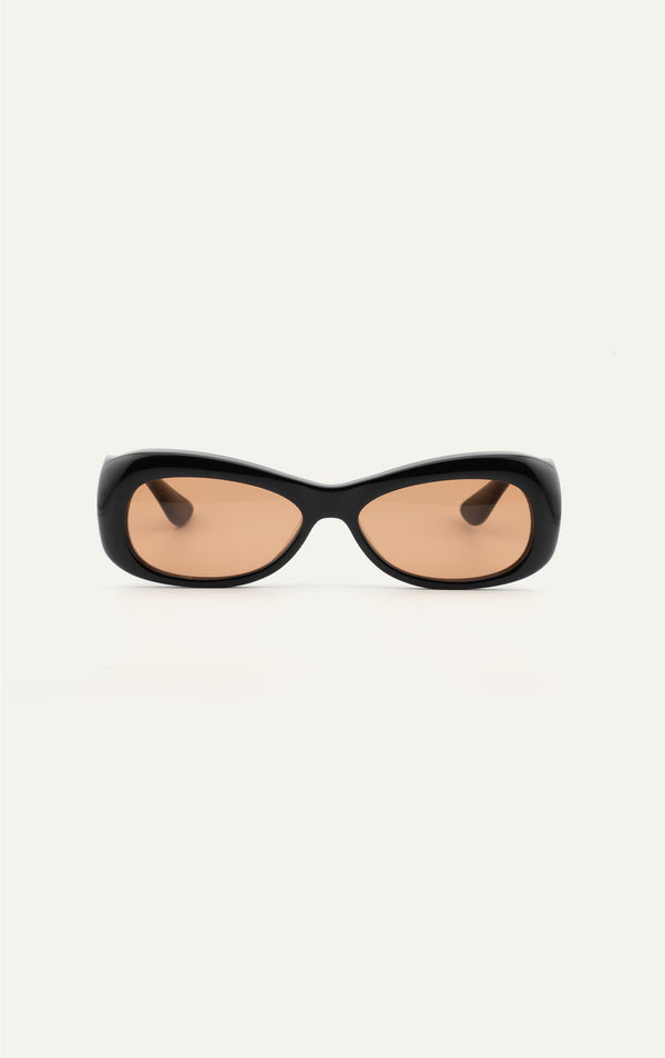 Port Tanger Lydia sunglasses in black acetate with caramel lenses