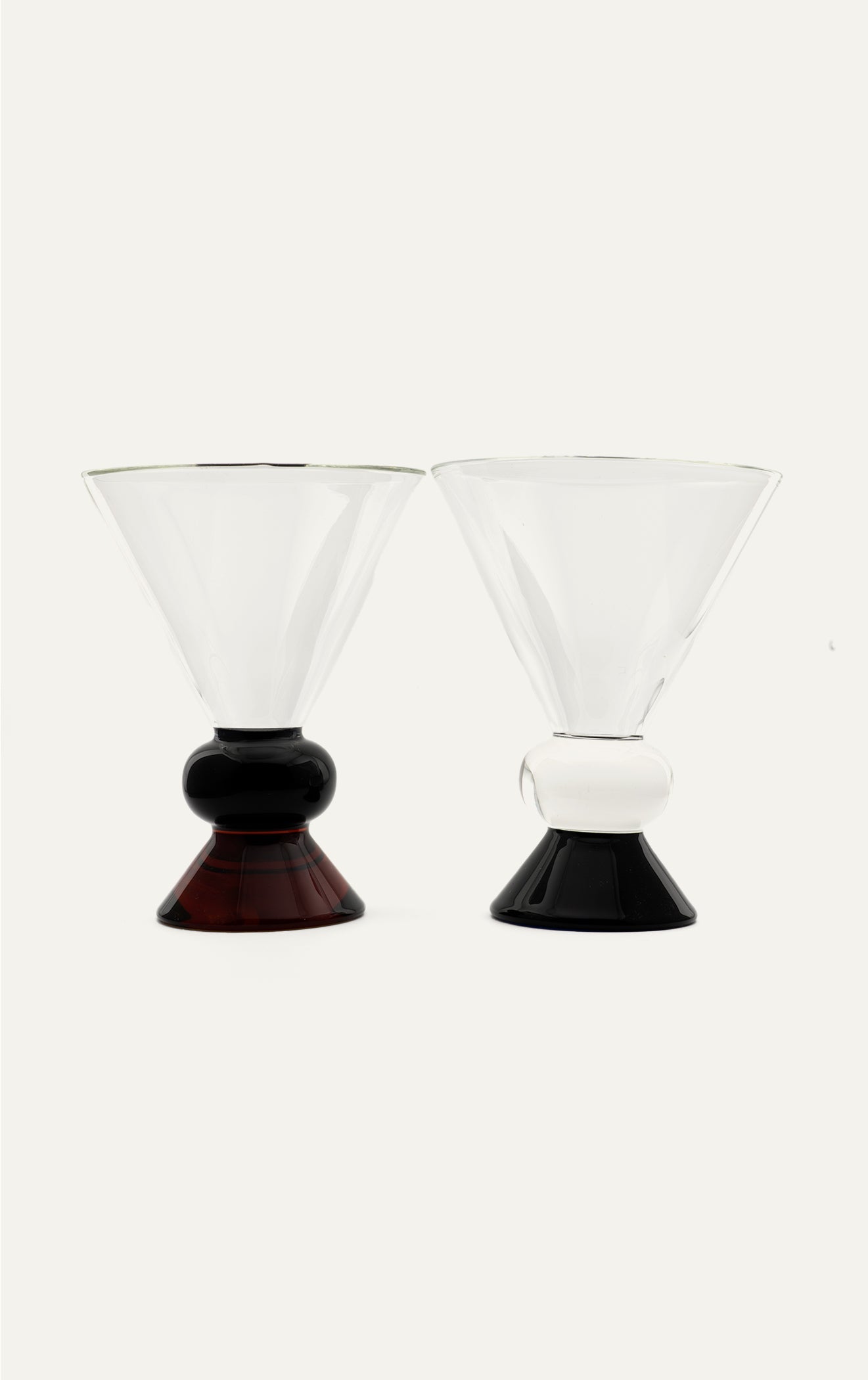 Milano Aperitivo glasses in amber and black colorways