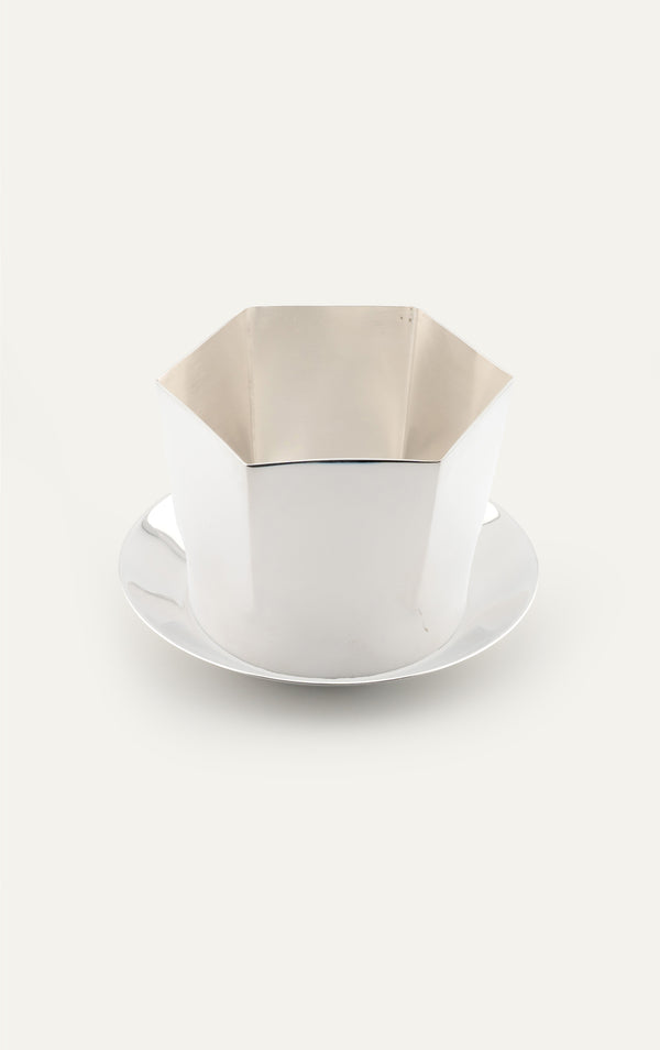 Hexagon Silver-Plated Nut Bowl & Saucer
