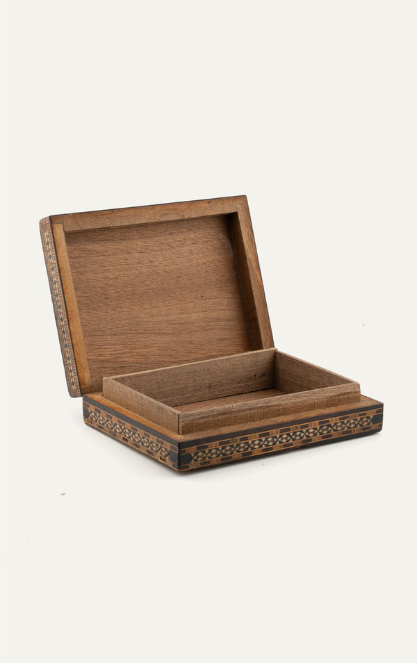 Syrian inlaid mosaic wooden box small open