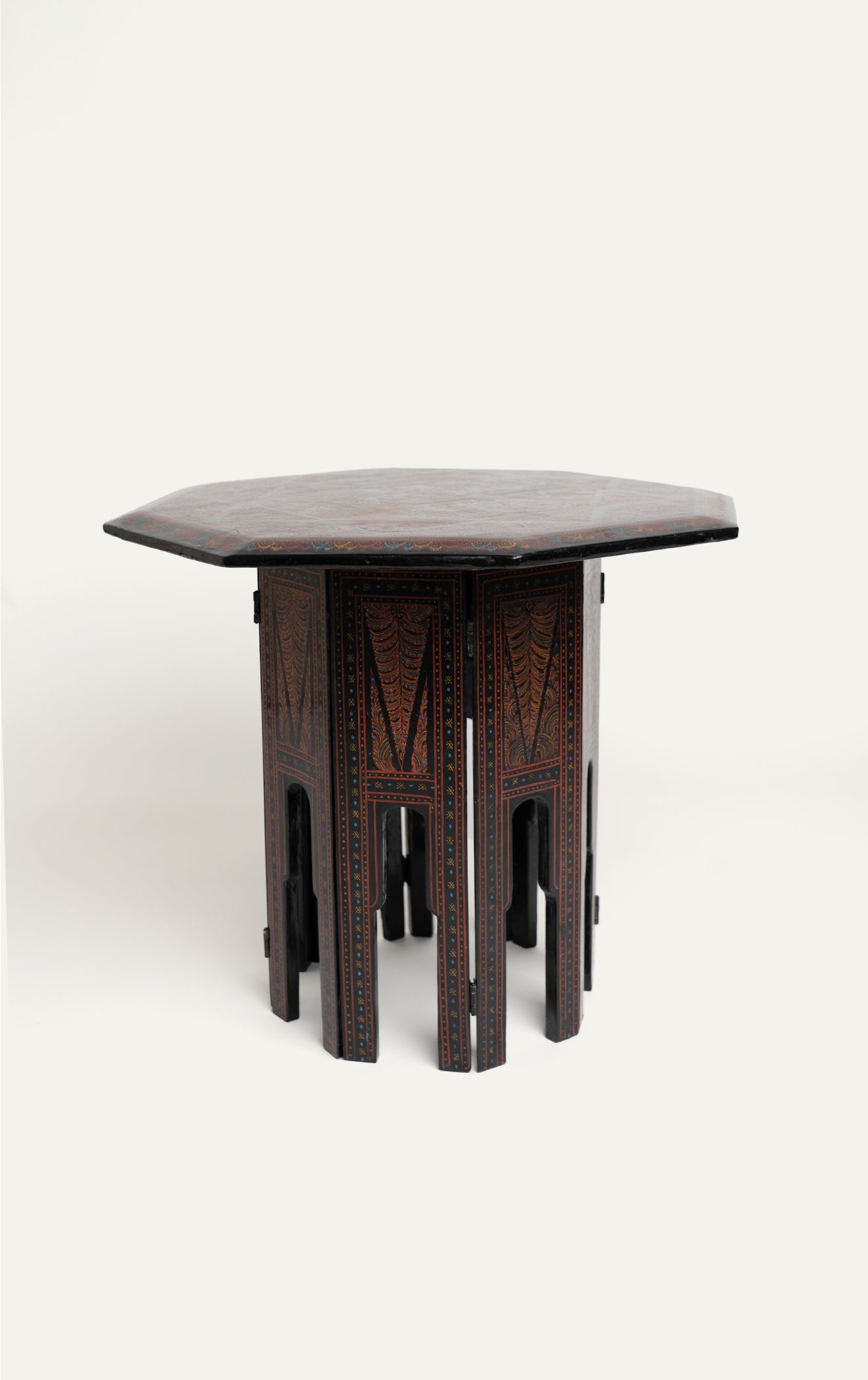 Burmese Pan Yun lacquer octagonal folding chai table