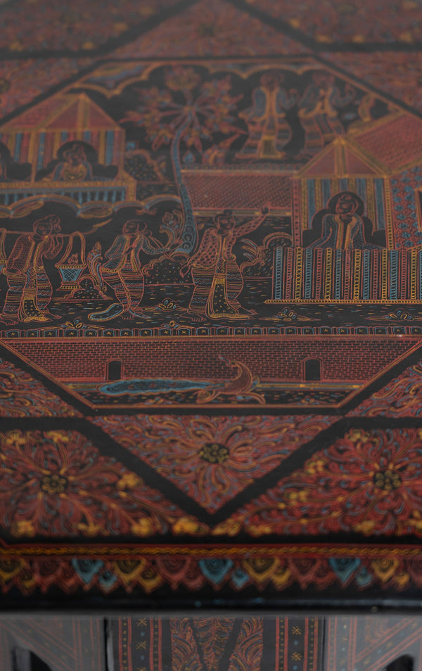 Burmese Pan Yun lacquer chai table detail