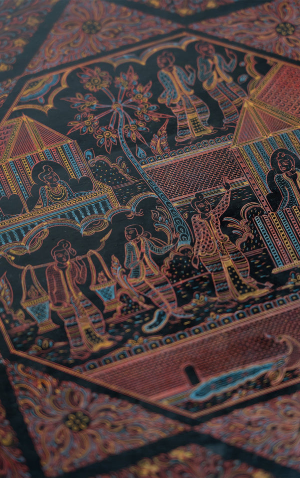 Burmese Pan Yun lacquer chai table alternate view