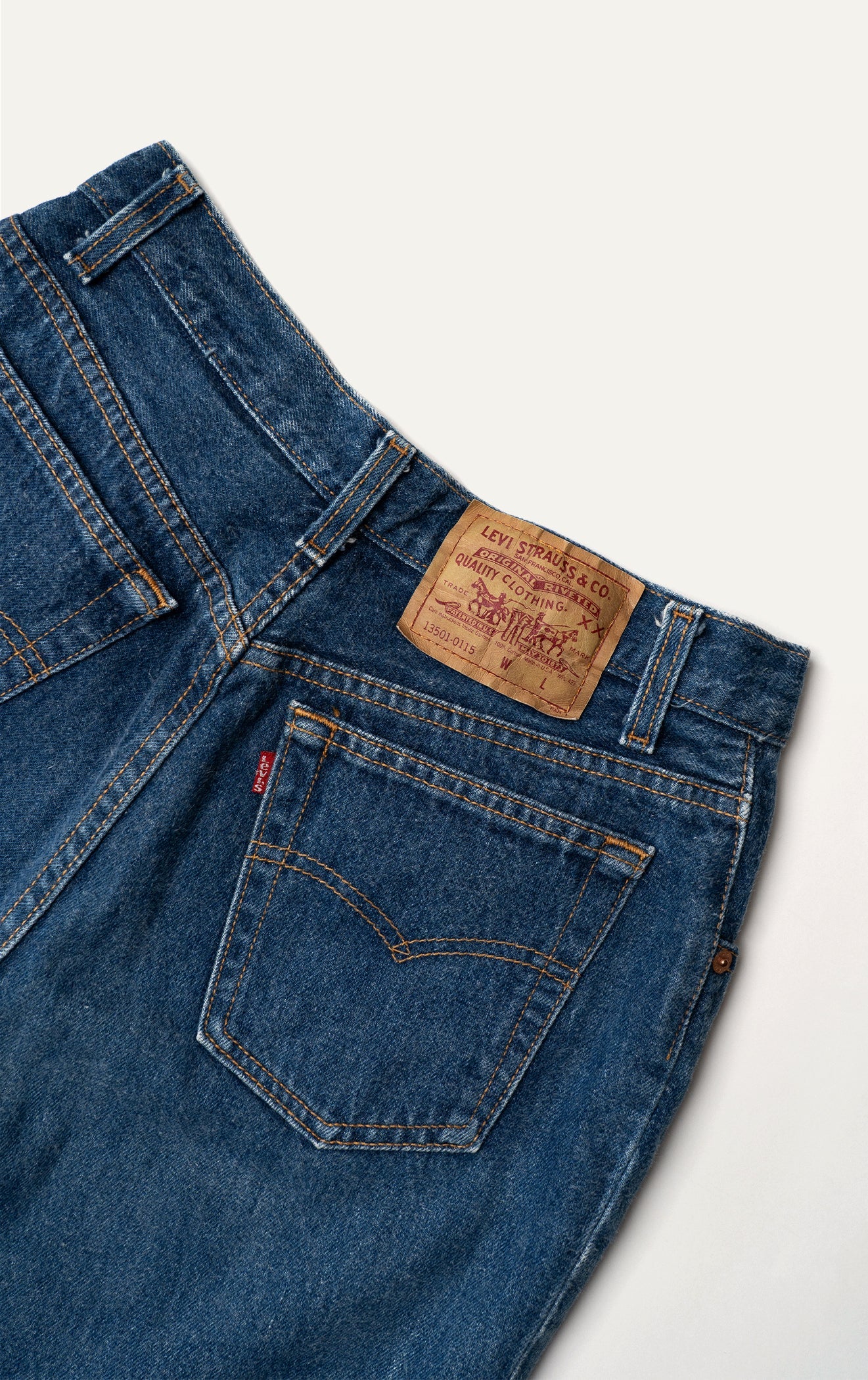 Vintage Levi's 501 leather patch detail