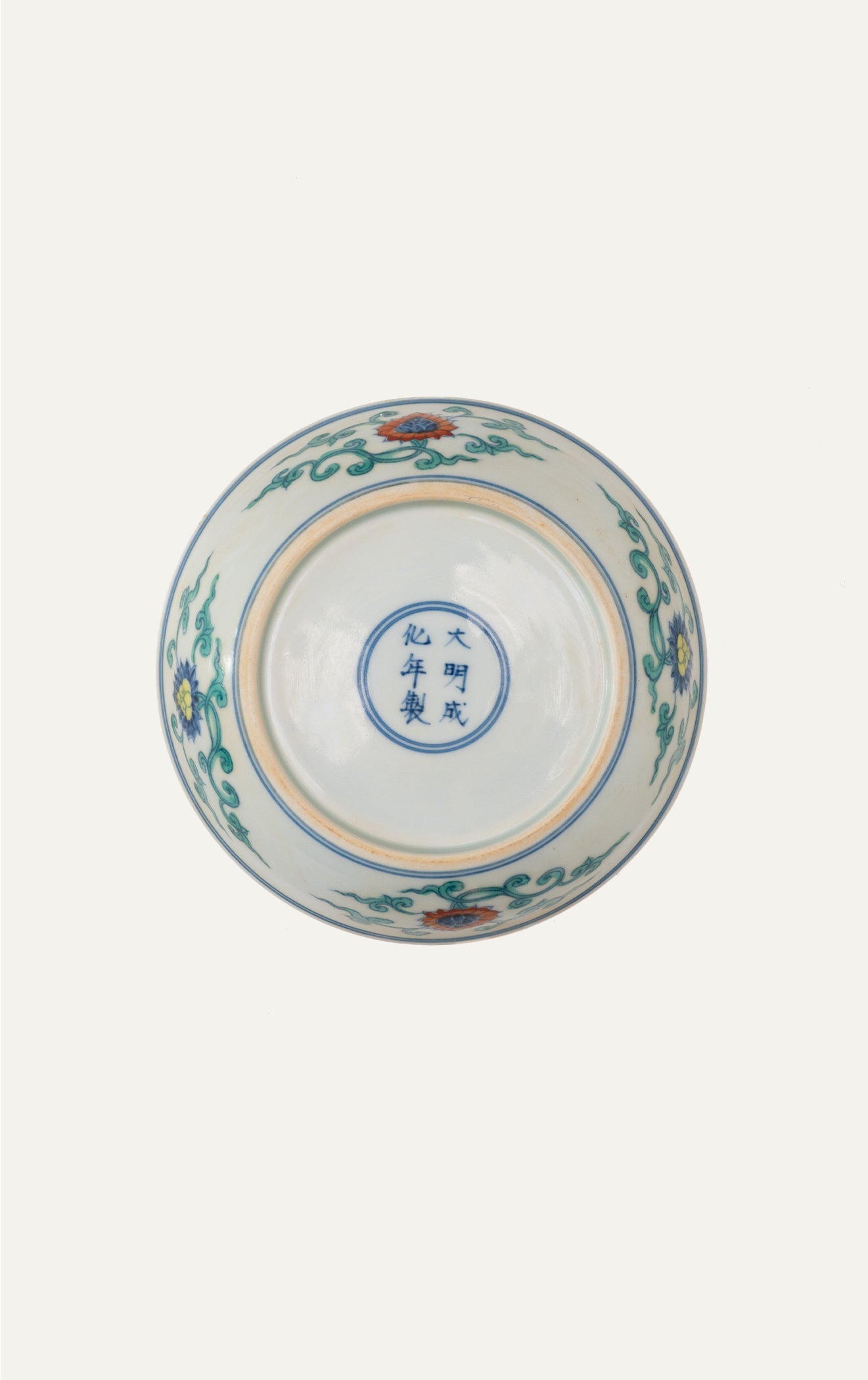 Chinese Chenghua doucai porcelain bowl underside with six-character Chenghua mark