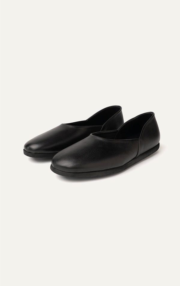 Stoffa black leather slippers pair
