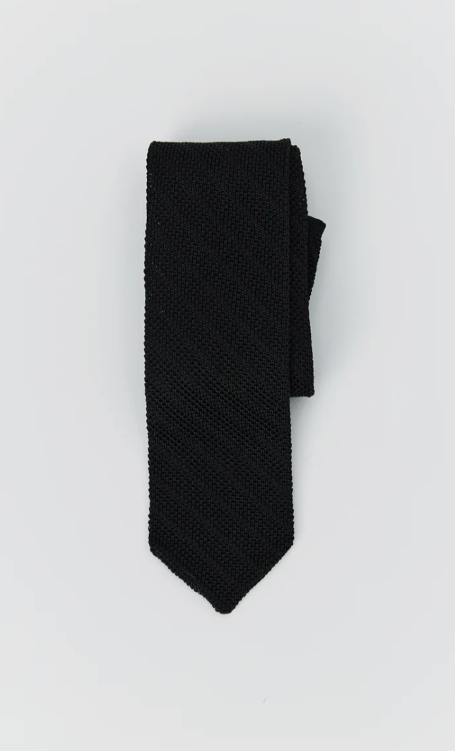 Black Knitted Stripe Formal Tie