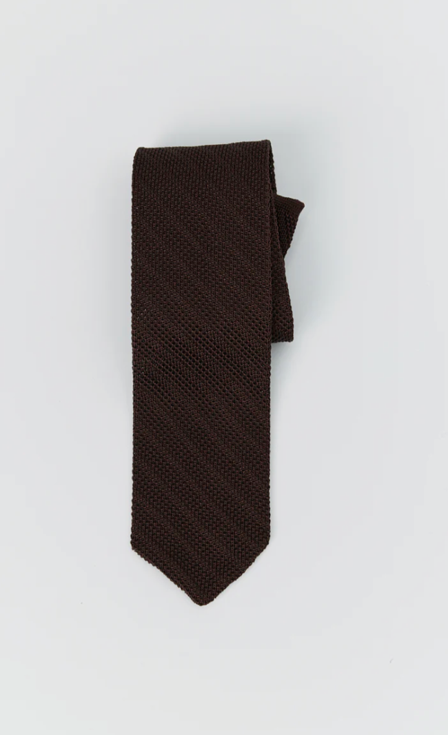 Brown Knitted Stripe Formal Tie