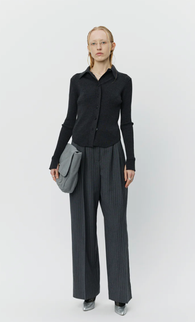 Knitted Rib Shirt - Dark Grey