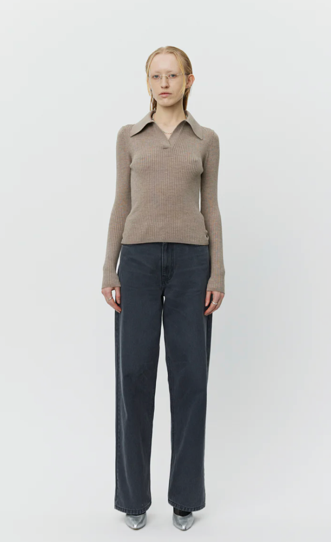 Open Placket Polo - Oatmeal