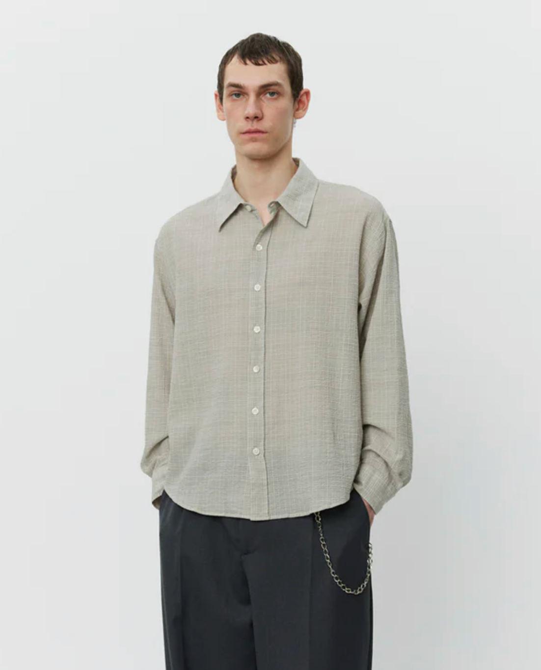 Vacation Shirt - Chalk Seersucker Check