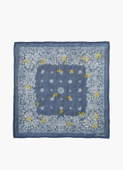 Majolica Blue Embroidered Paisley Bandana